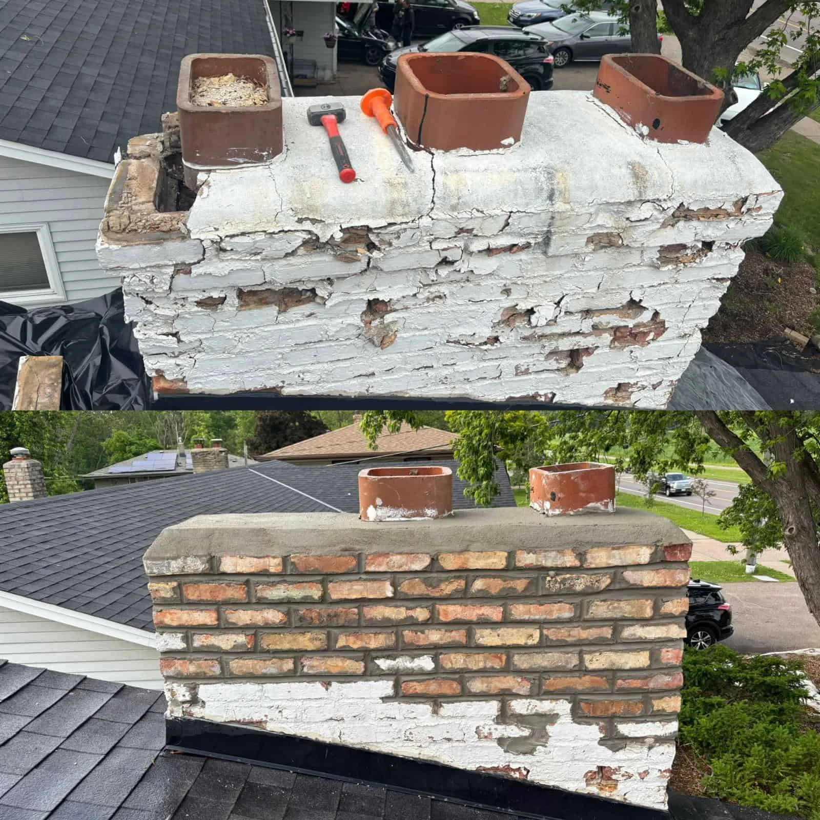 Before and after chimney repair-2